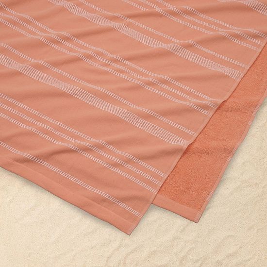 The Big One® Pink Striped Sand Resistant Beach Towel