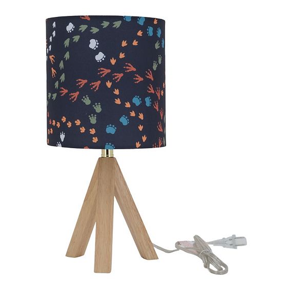 BOK Dinosaur Tracks With Natural Wood Lamp