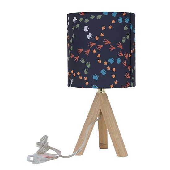 BOK Dinosaur Tracks With Natural Wood Lamp