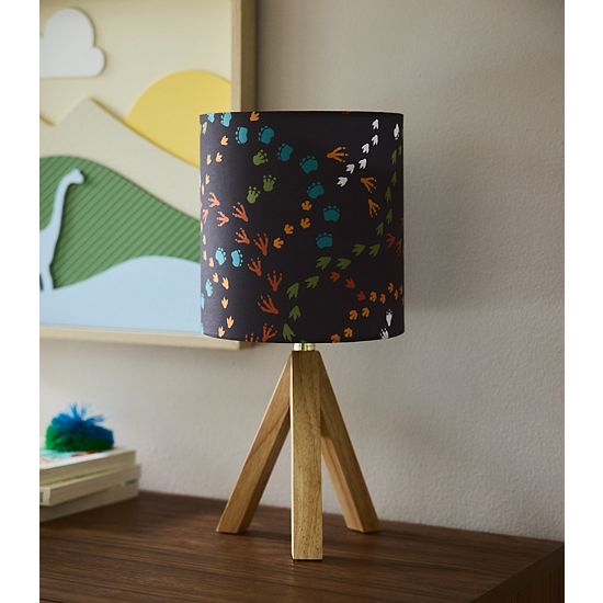 BOK Dinosaur Tracks With Natural Wood Lamp